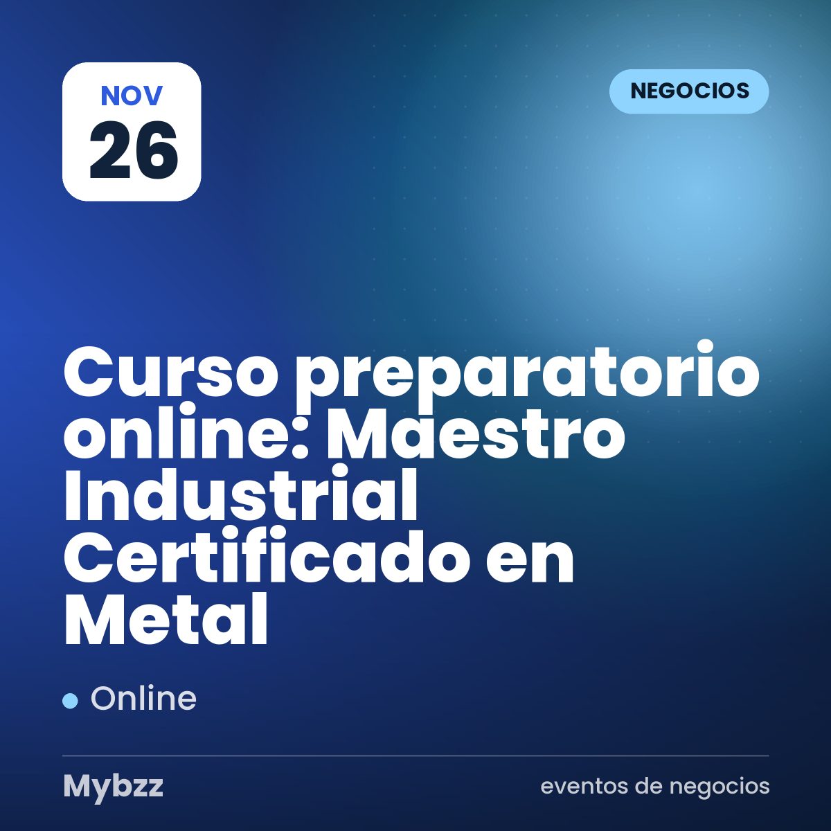 Portada del evento: Curso preparatorio online: Maestro Industrial Certificado en Metal