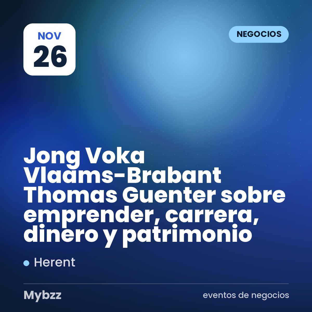 Portada del evento: Jong Voka Vlaams-Brabant Thomas Guenter sobre emprender, carrera, dinero y patrimonio