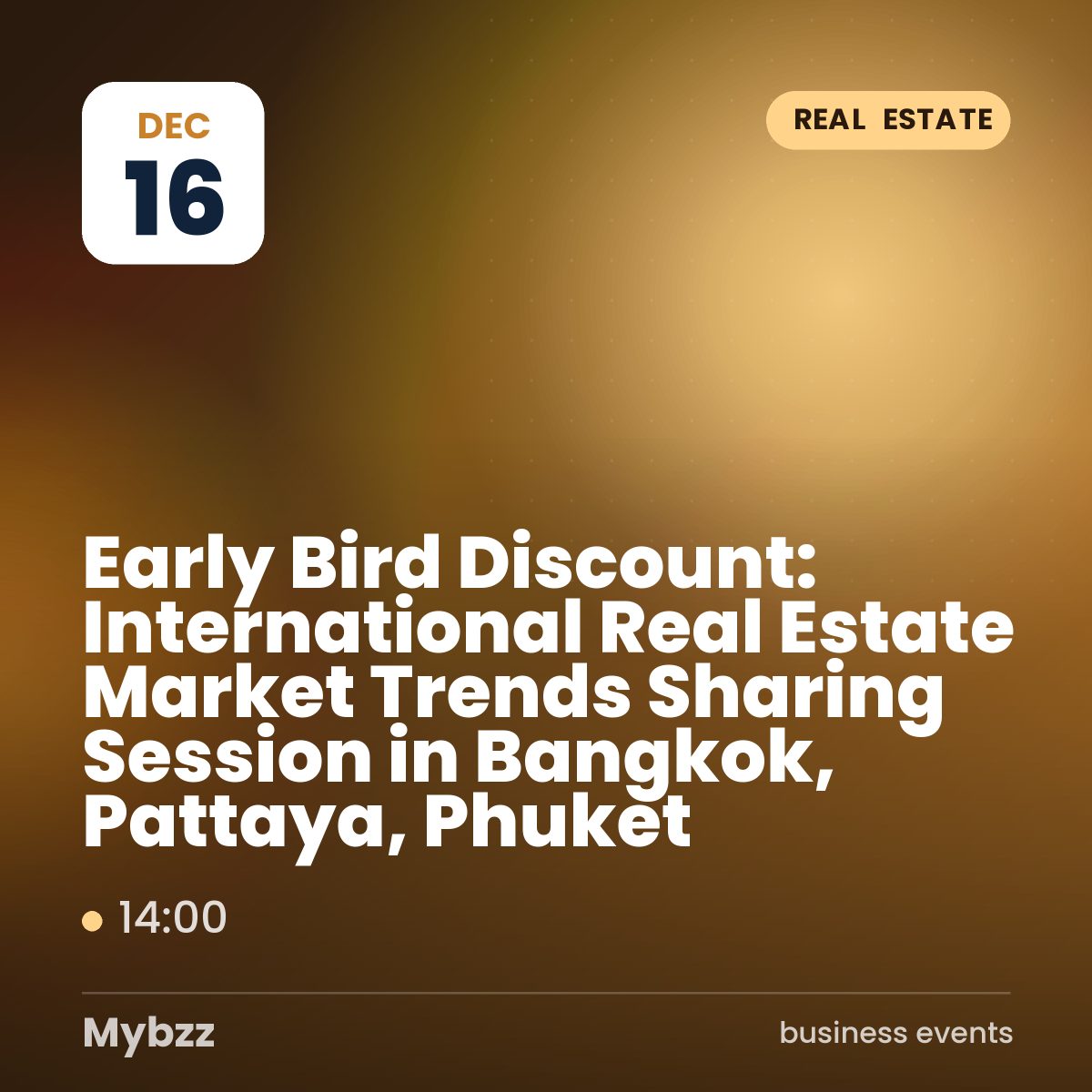Event cover: Early Bird Discount: International Real Estate Market Trends Sharing Session in Bangkok, Pattaya, Phuket