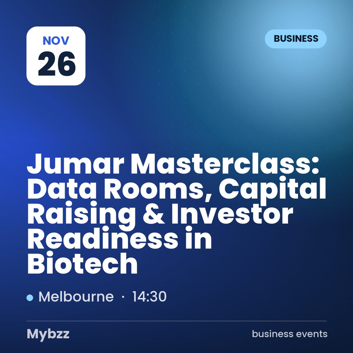 Event cover: Jumar Masterclass: Data Rooms, Capital Raising & Investor Readiness in Biotech