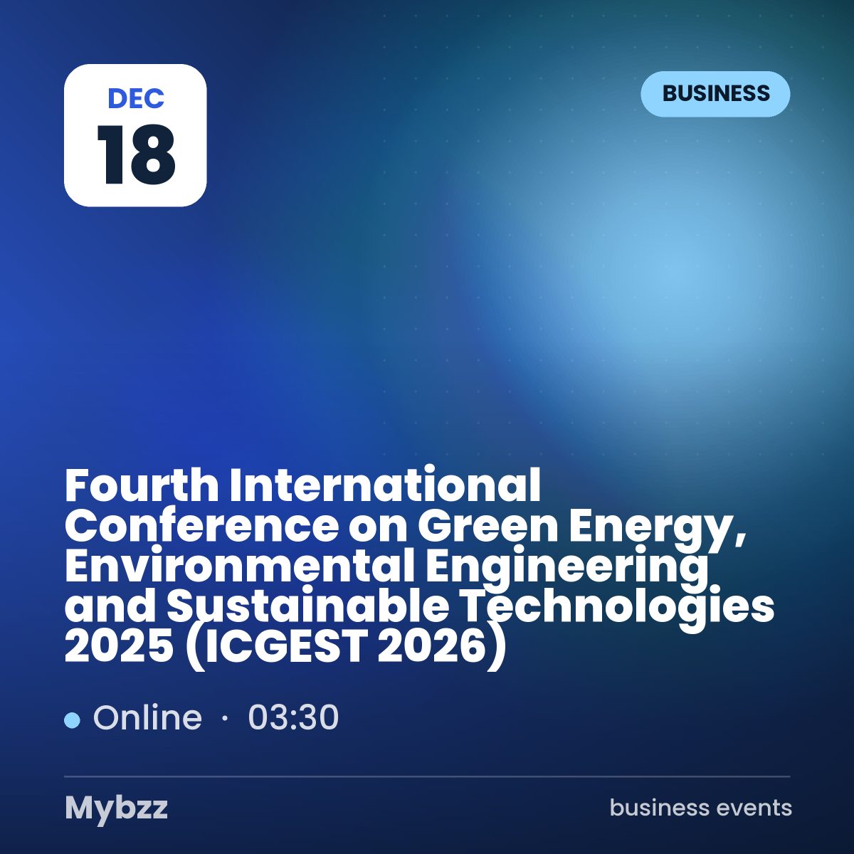 Event cover: Fourth International Conference on Green Energy, Environmental Engineering and Sustainable Technologies 2025 (ICGEST 2026)