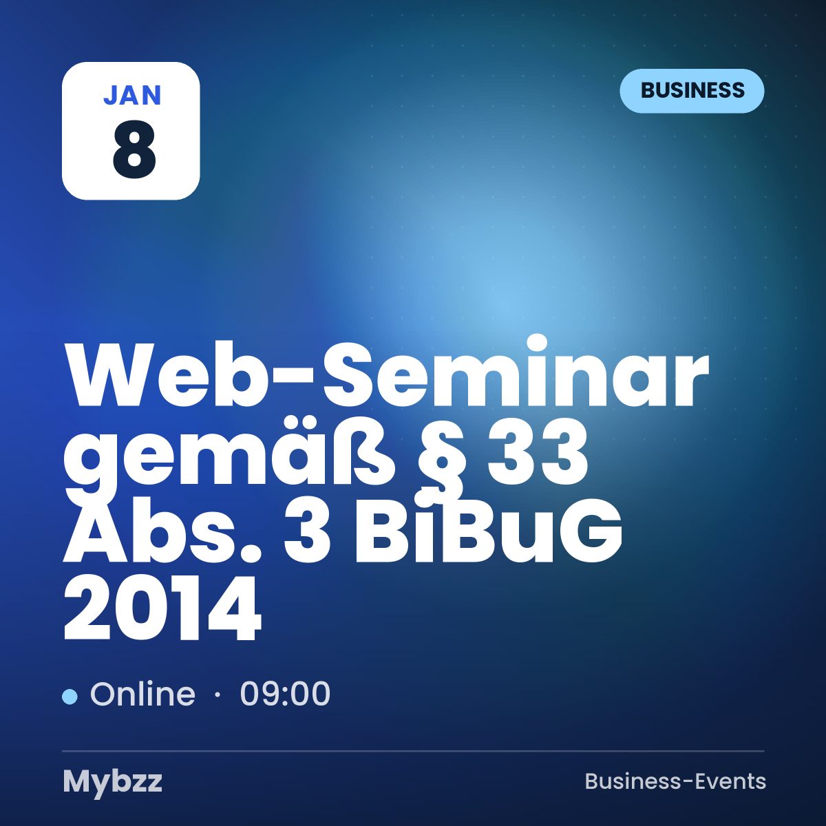 Event cover: Web-Seminar gemäß § 33 Abs. 3 BiBuG 2014