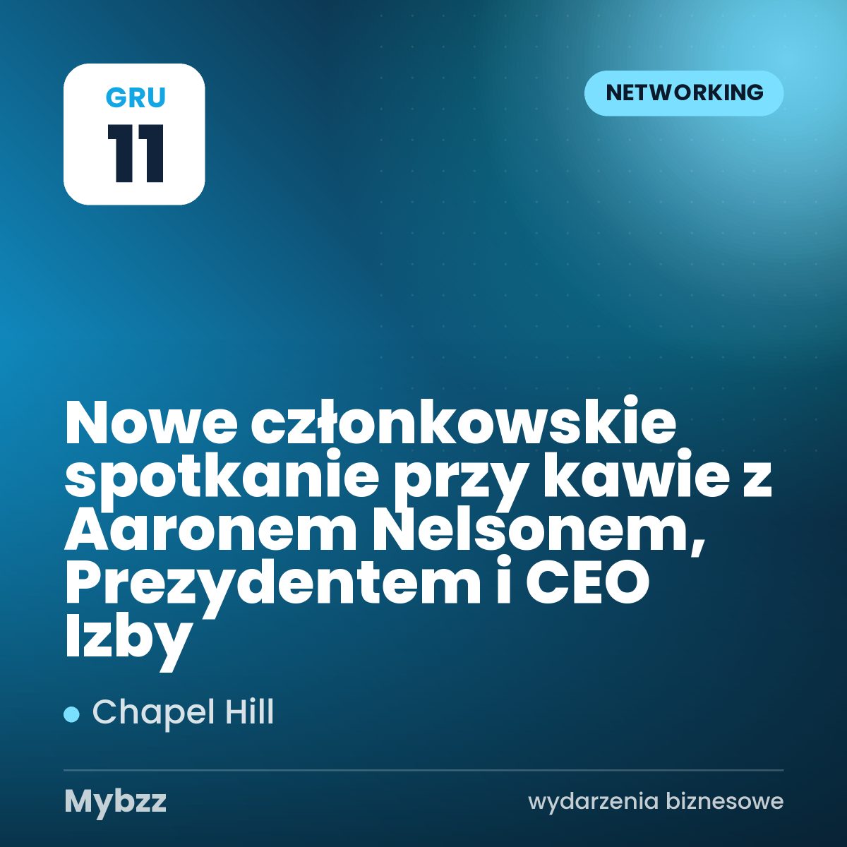 Zdjęcie wydarzenia: Nowe członkowskie spotkanie przy kawie z Aaronem Nelsonem, Prezydentem i CEO Izby