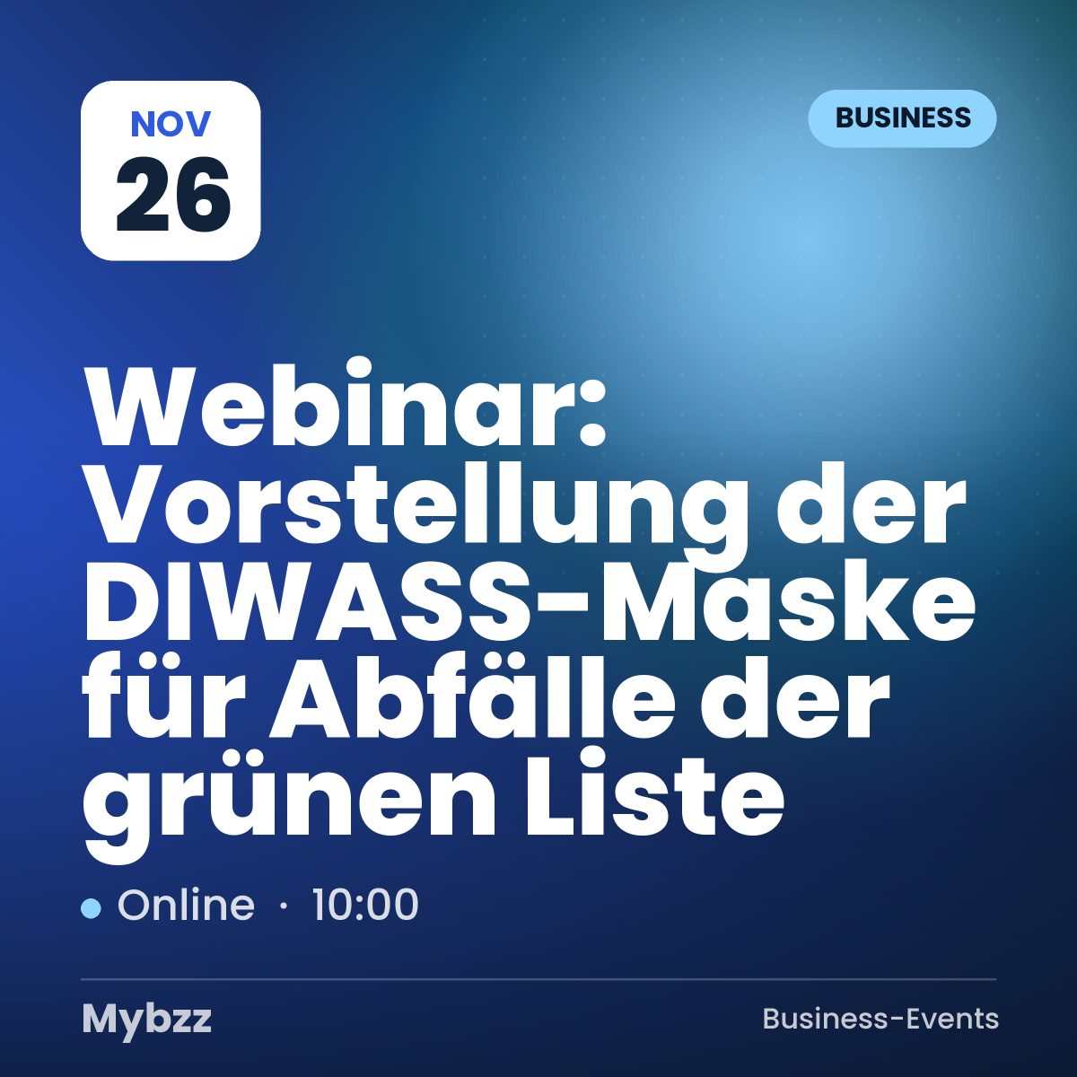 Event-Titelbild: Webinar: Vorstellung der DIWASS-Maske für Abfälle der grünen Liste