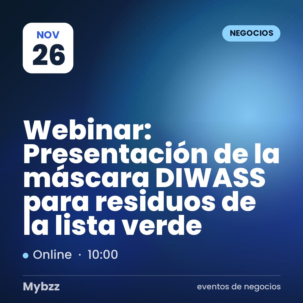 Portada del evento: Webinar: Presentación de la máscara DIWASS para residuos de la lista verde