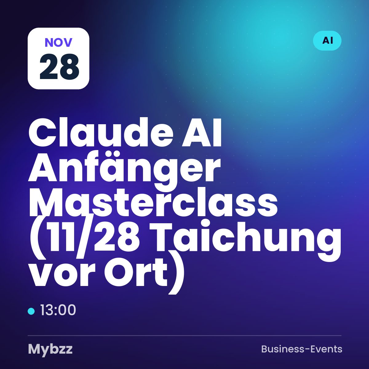 Event-Titelbild: Claude AI Anfänger Masterclass (11/28 Taichung vor Ort)