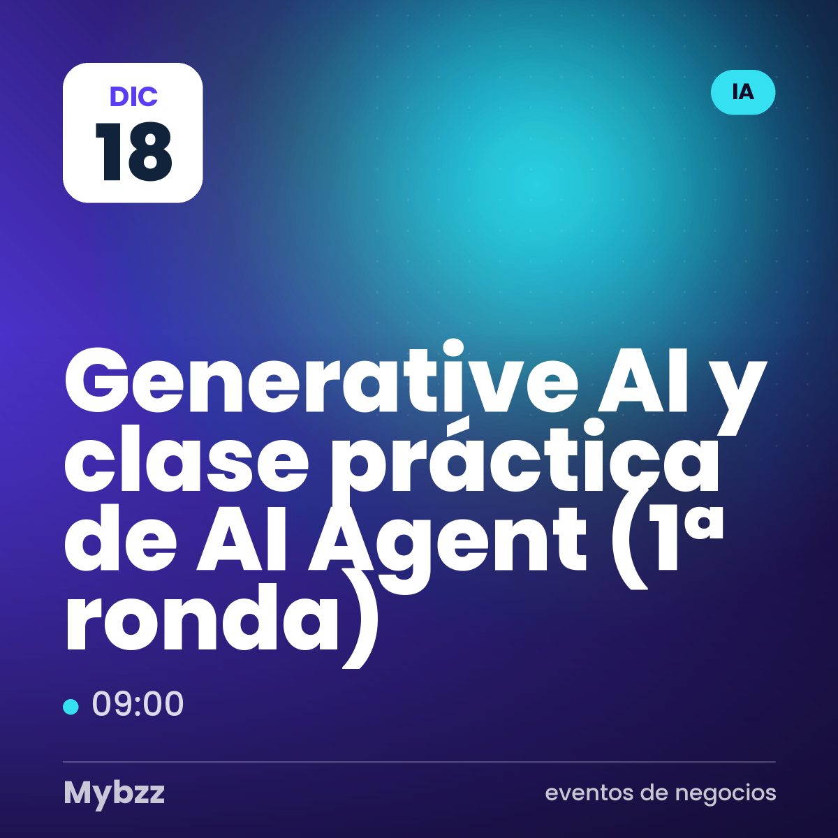 Portada del evento: Generative AI y clase práctica de AI Agent (1ª ronda)