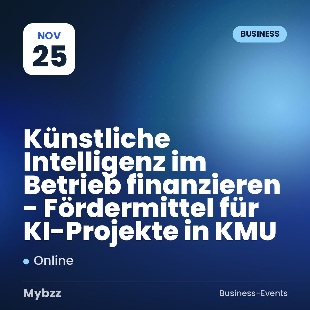 Event cover: Künstliche Intelligenz im Betrieb finanzieren - Fördermittel für KI-Projekte in KMU