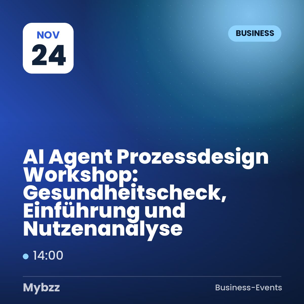 Event-Titelbild: AI Agent Prozessdesign Workshop: Gesundheitscheck, Einführung und Nutzenanalyse