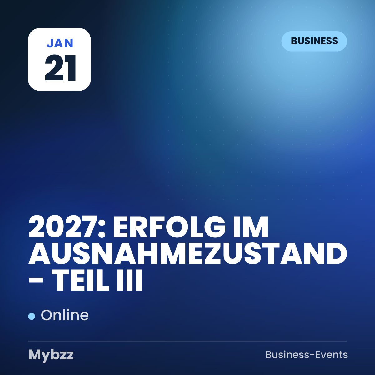 Event cover: 2027: ERFOLG IM AUSNAHMEZUSTAND - TEIL III