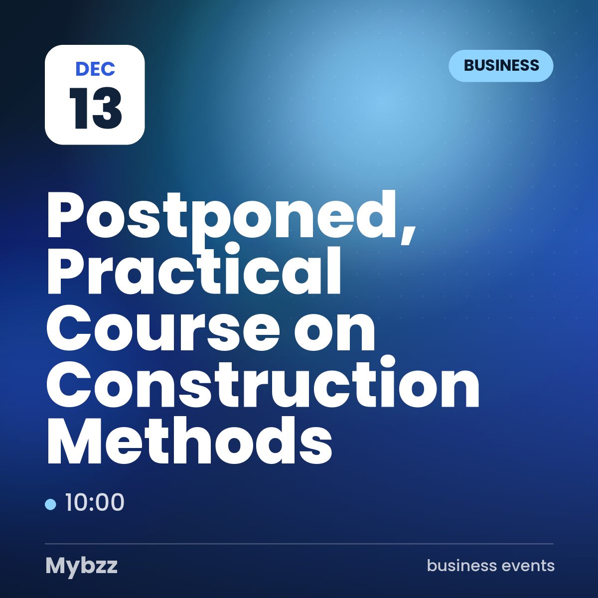 Event cover: Postponed, Practical Course on Construction Methods
