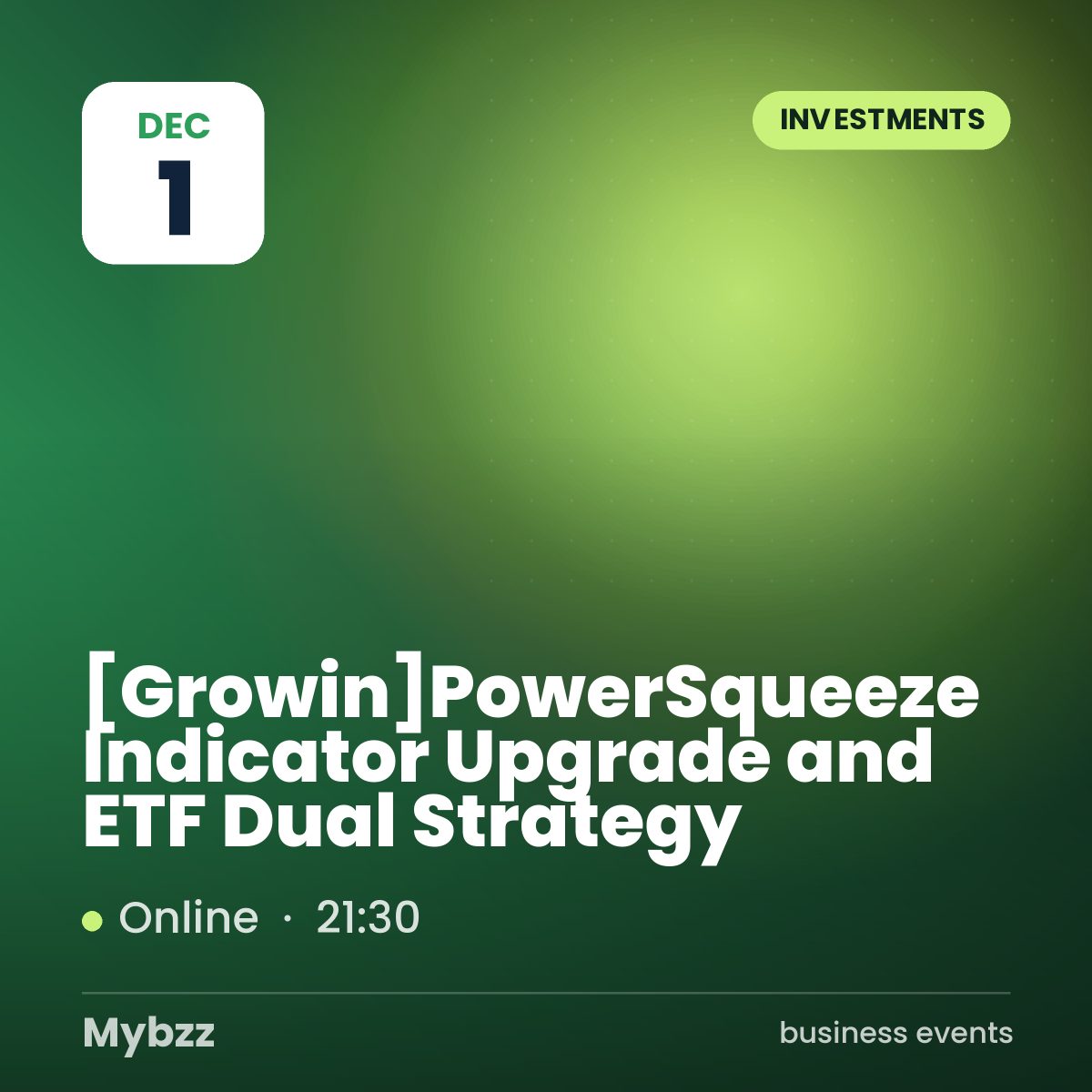Event cover: 【Growin】PowerSqueeze Indicator Upgrade and ETF Dual Strategy