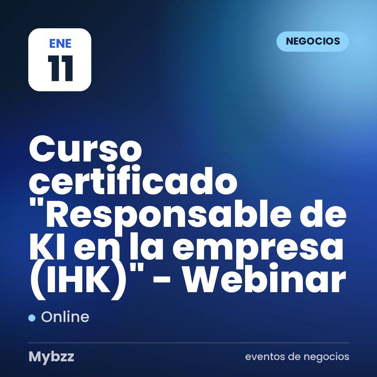 Portada del evento: Curso certificado "Responsable de KI en la empresa (IHK)" - Webinar
