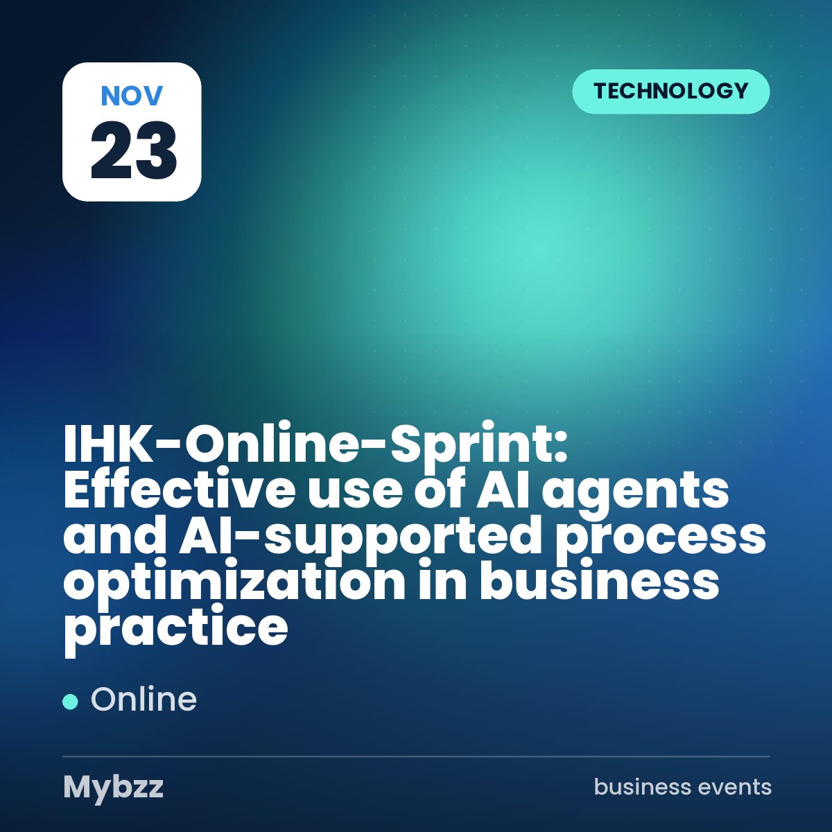 Event cover: IHK-Online-Sprint: Effective use of AI agents and AI-supported process optimization in business practice