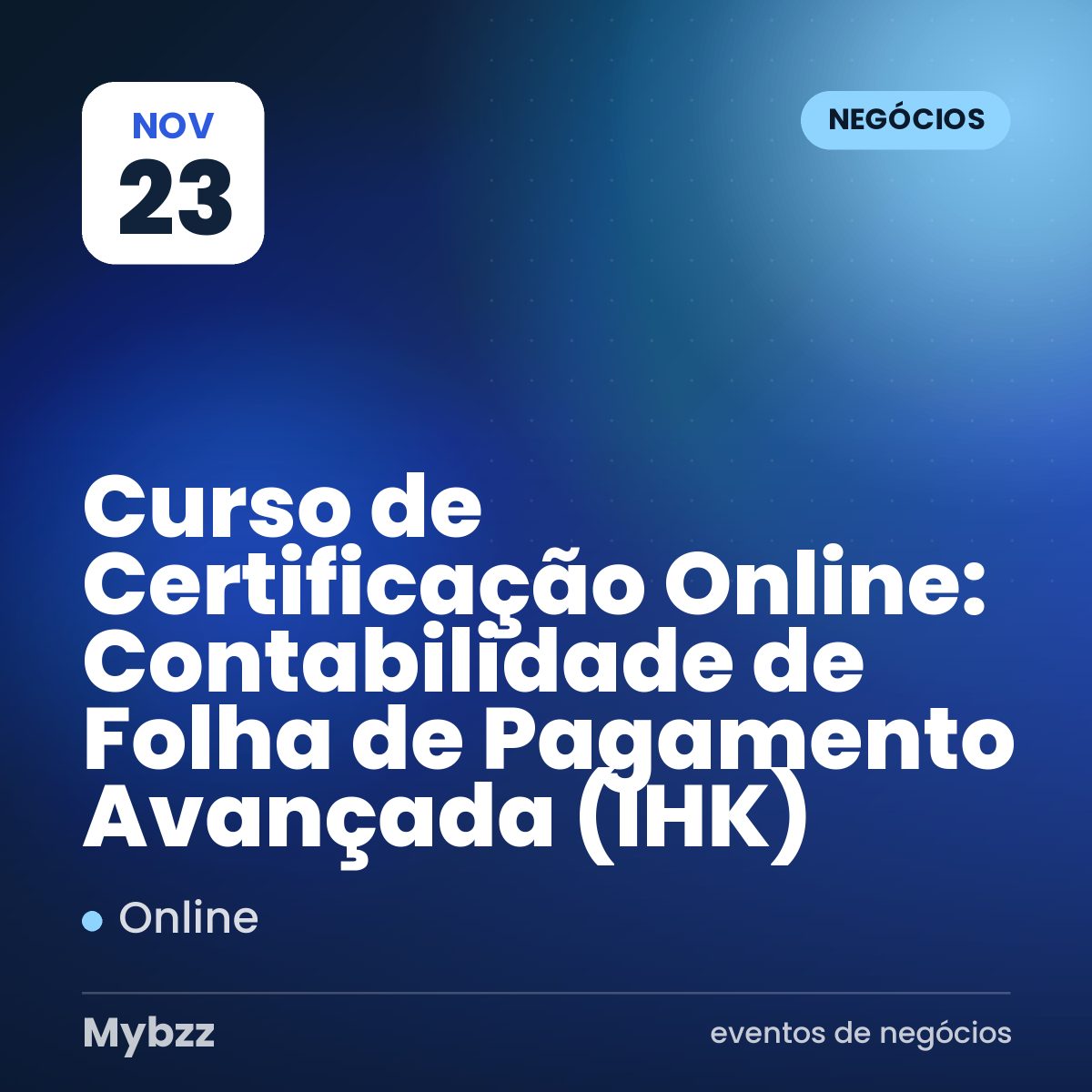 Capa do evento: Curso de Certificação Online: Contabilidade de Folha de Pagamento Avançada (IHK)