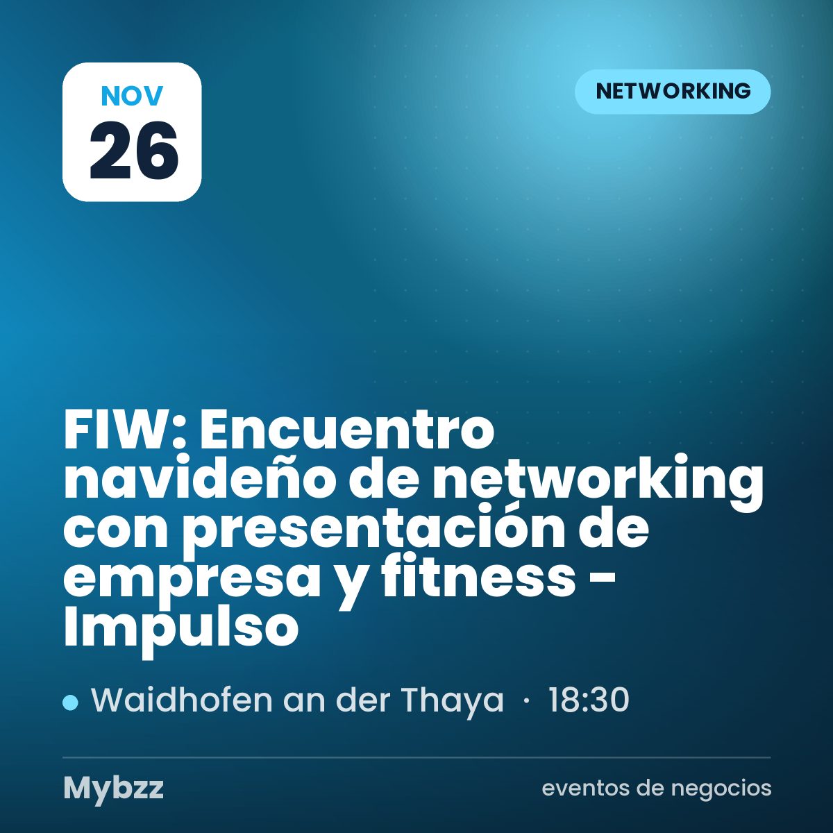 Portada del evento: FIW: Encuentro navideño de networking con presentación de empresa y fitness - Impulso
