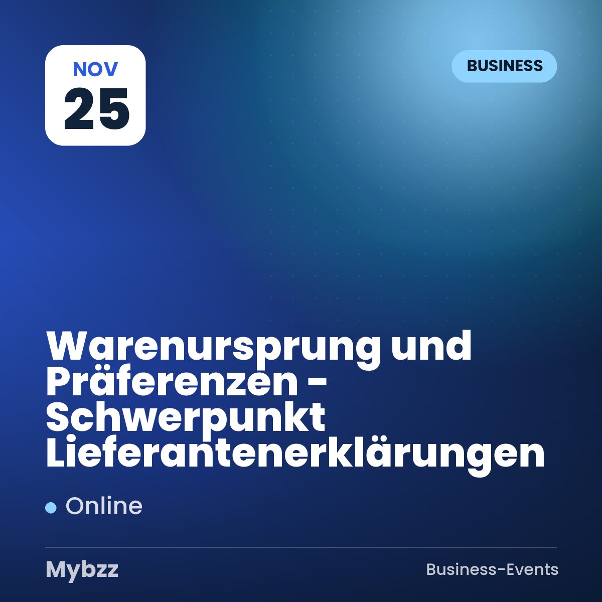 Event cover: Warenursprung und Präferenzen - Schwerpunkt Lieferantenerklärungen