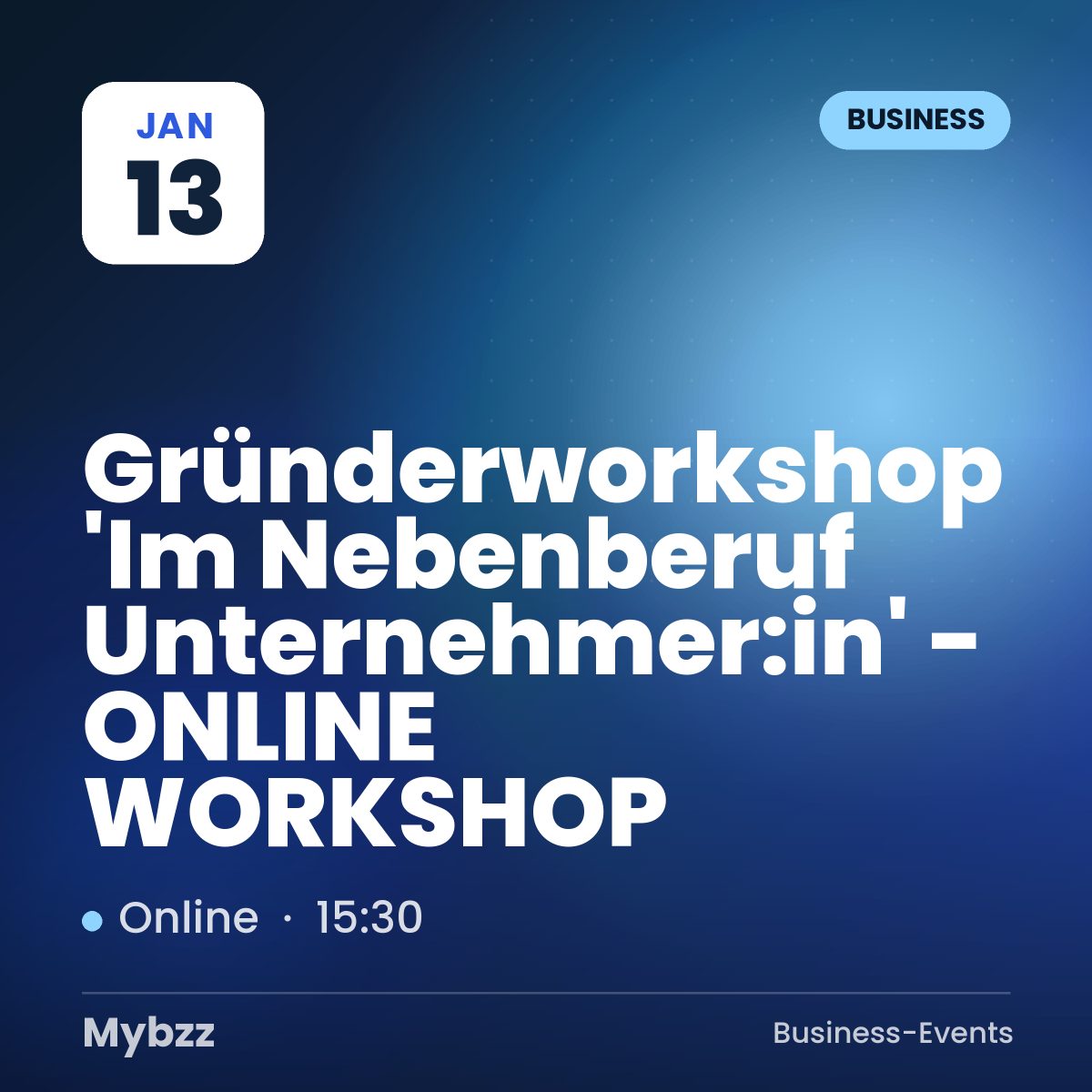 Event cover: Gründerworkshop 'Im Nebenberuf Unternehmer:in' - ONLINE WORKSHOP