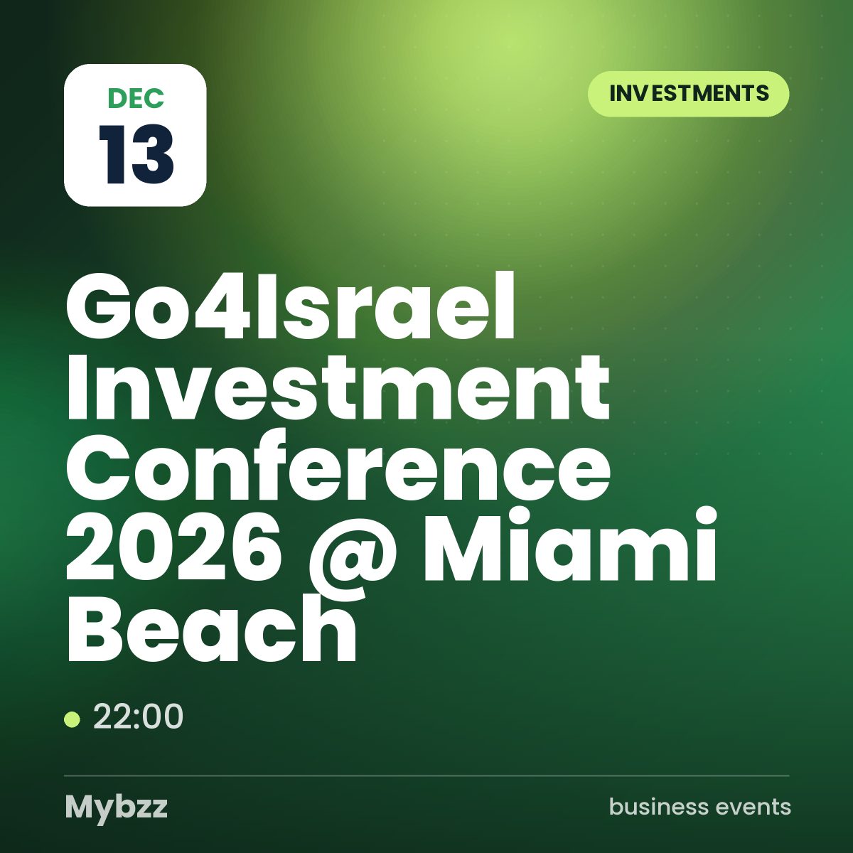 Event cover: Go4Israel Investment Conference 2026 @ Miami Beach
