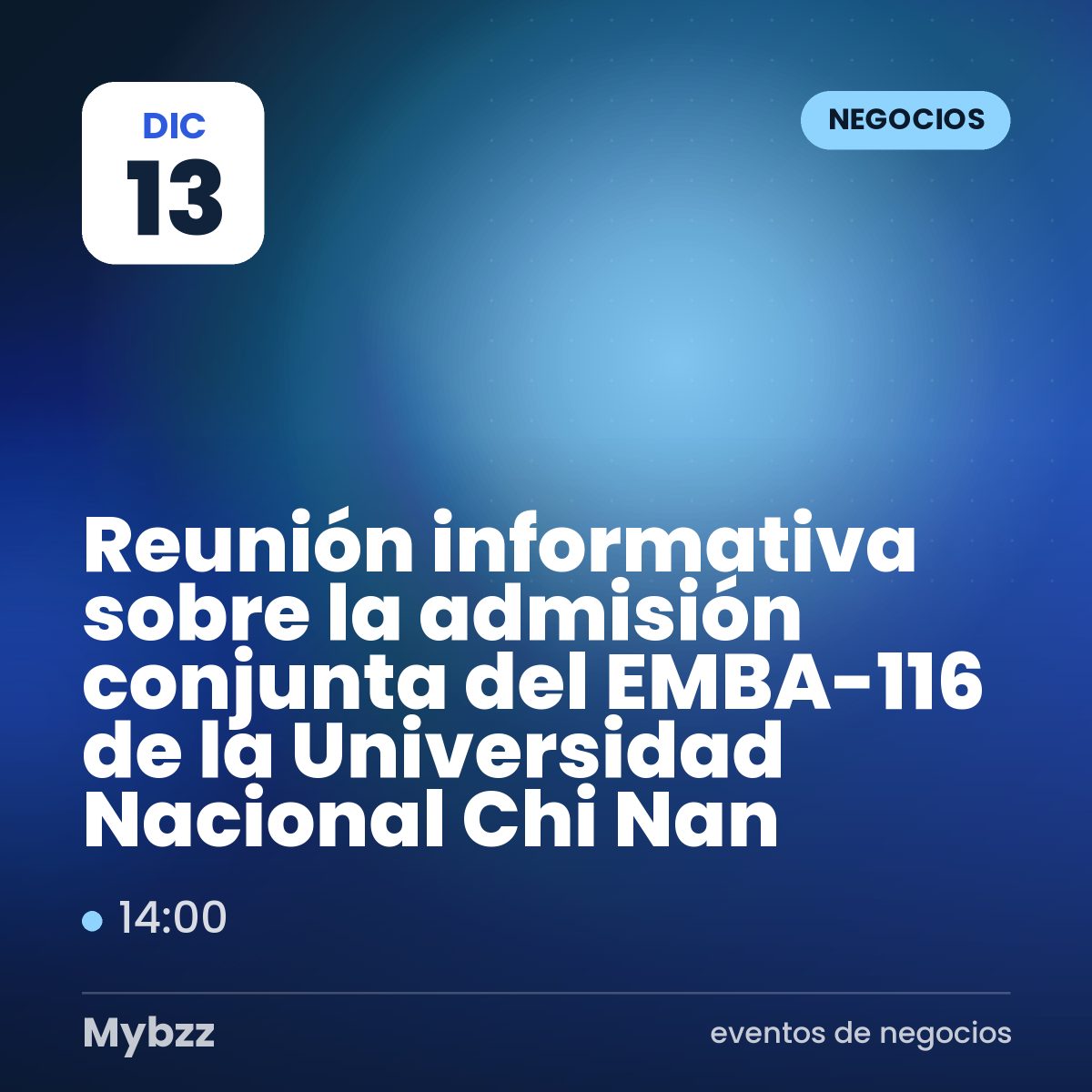 Portada del evento: Reunión informativa sobre la admisión conjunta del EMBA-116 de la Universidad Nacional Chi Nan