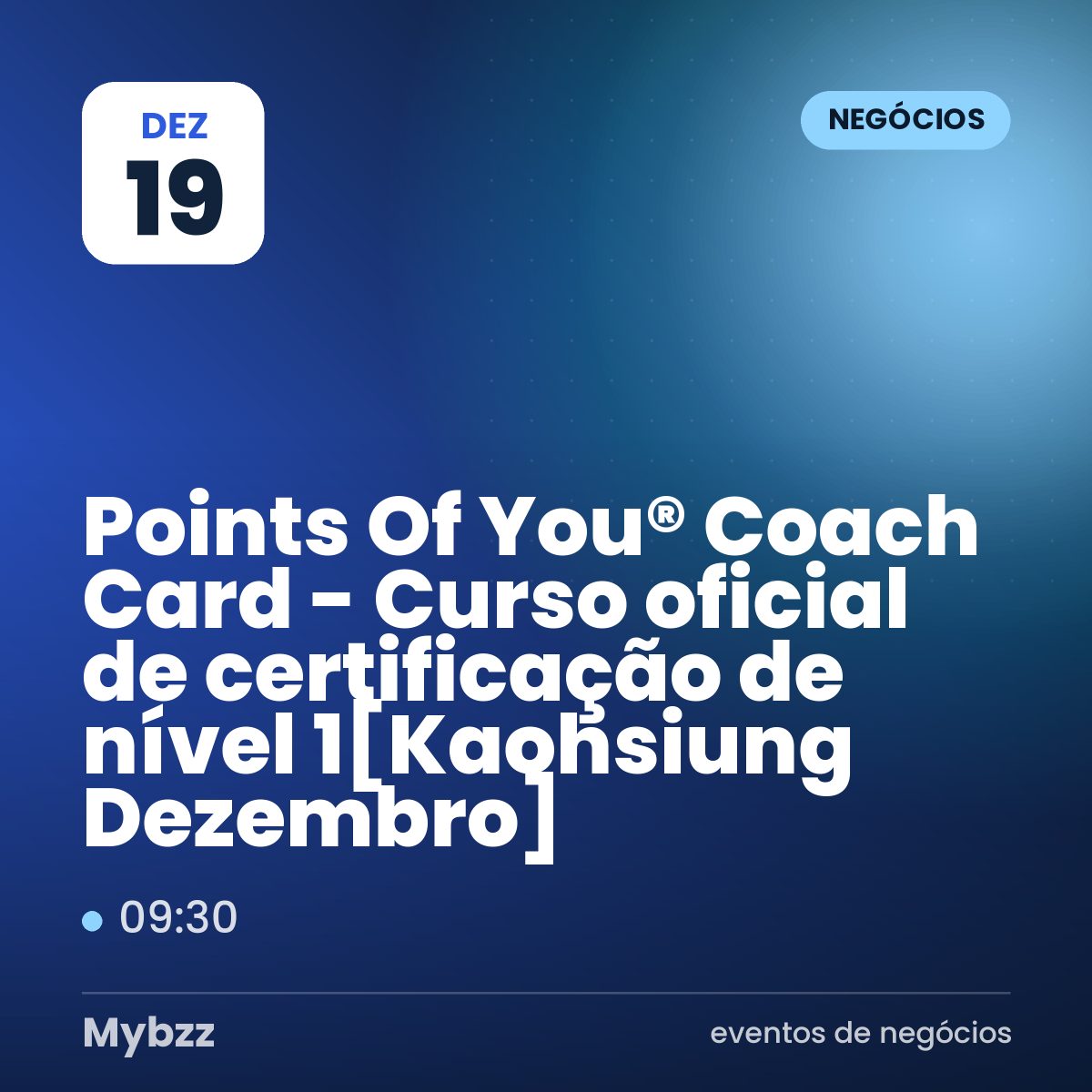 Capa do evento: Points Of You® Coach Card - Curso oficial de certificação de nível 1【Kaohsiung Dezembro】