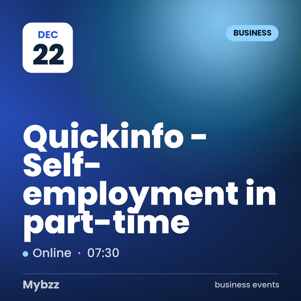 Event cover: Quickinfo - Self-employment in part-time