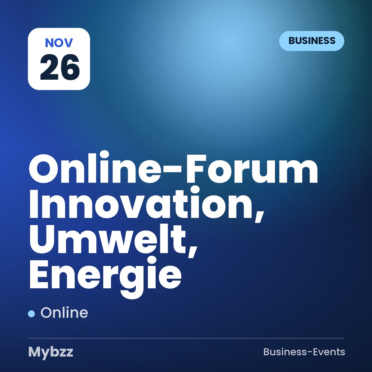Event cover: Online-Forum Innovation, Umwelt, Energie