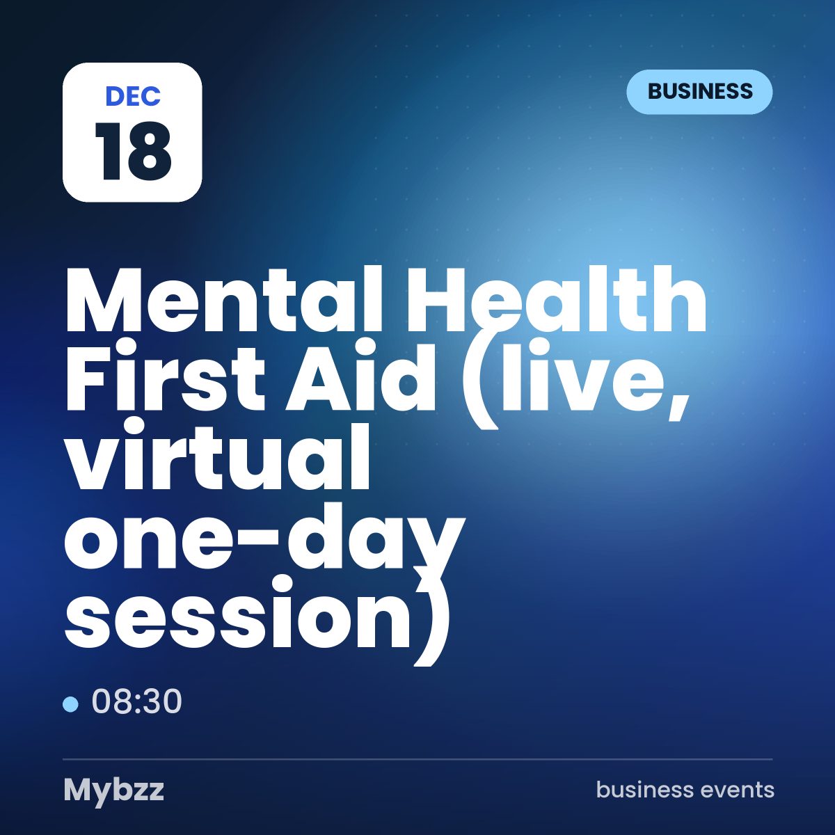 Event cover: Mental Health First Aid (live, virtual one-day session)