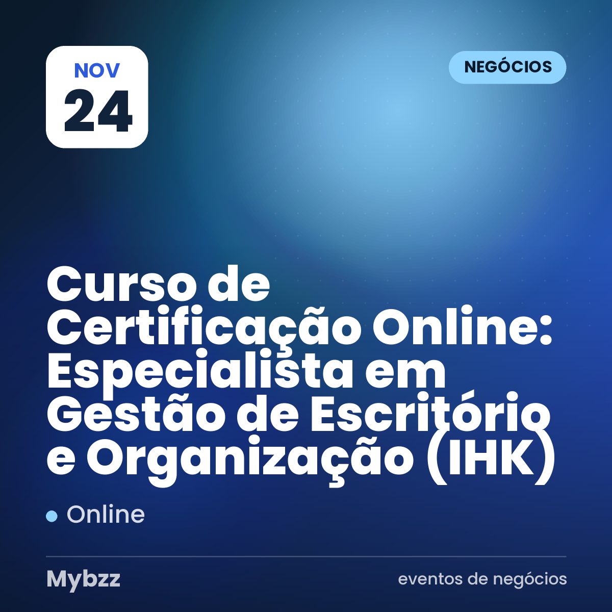 Capa do evento: Curso de Certificação Online: Especialista em Gestão de Escritório e Organização (IHK)